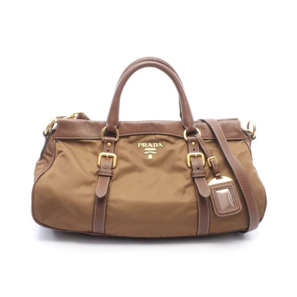Prada TESSUTOVITDAI Handbag Leather Brown